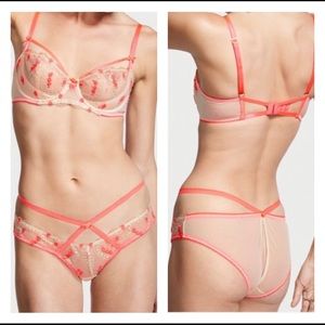 Victoria’s Secret Metallic Floral Embroidered Ouvert Cheeky Panty Medium